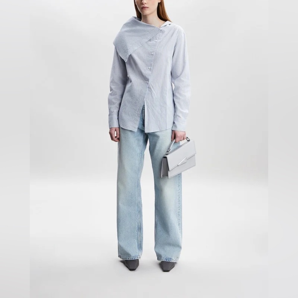 Acne blue and white striped asymmetric button-down shirt - Picture 3 of 9